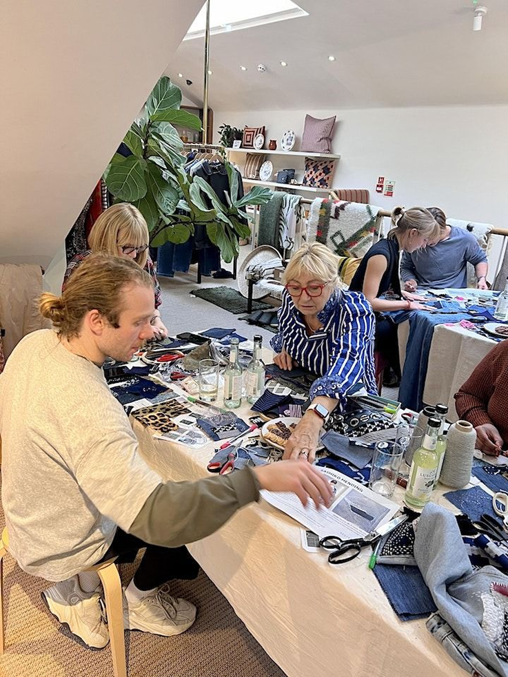 People working with fabrics